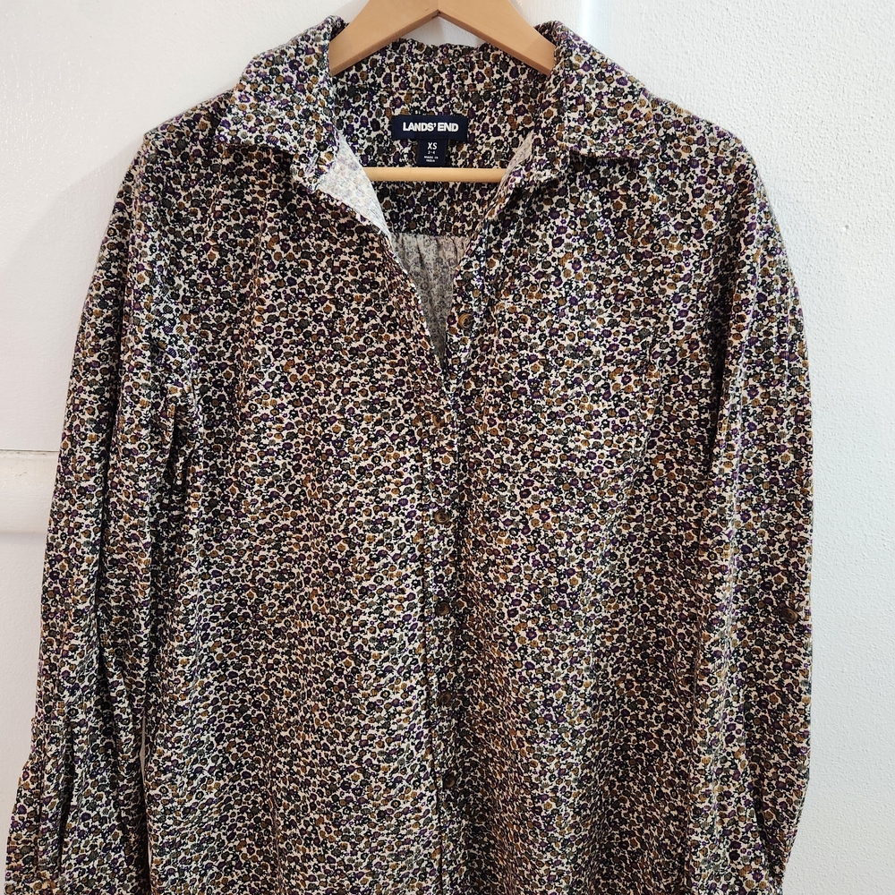 Lands' End Floral Button-Up Shirt